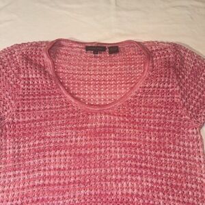 Jeanne Pierre Pink Open Knit Short Sleeve Swim Cover Up Medium High Low